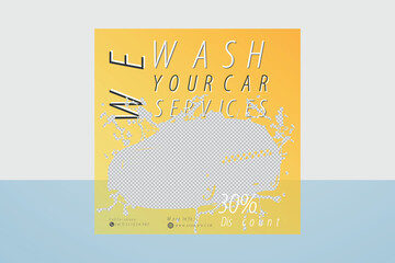 Car wash service banner template social media post