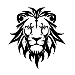 Obraz premium Lion Head Icon: A bold, graphic portrayal of a lion's head, showcasing its regal essence with striking linework and attention to detail, radiating strength and authority. 