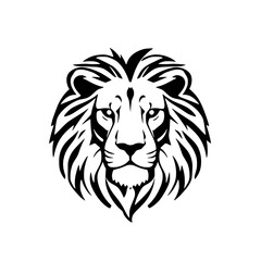 Fototapeta premium Majestic Lion's Gaze: The regal face of a lion, rendered in a striking monochrome design, radiates strength and pride. A powerful symbol of courage and leadership.