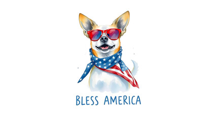 Fototapeta premium Dog bless America background, 4th of July, Independence Day, cool, patriotic