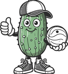 Pickleball Cartoon Vector Illustration on White Background