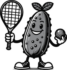 Pickleball Cartoon Vector Illustration on White Background