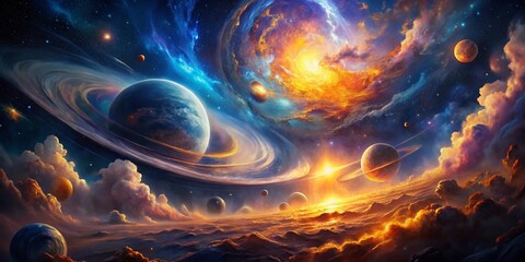 Cosmic Dreamscape: Double Exposure of Nebula and Celestial Body