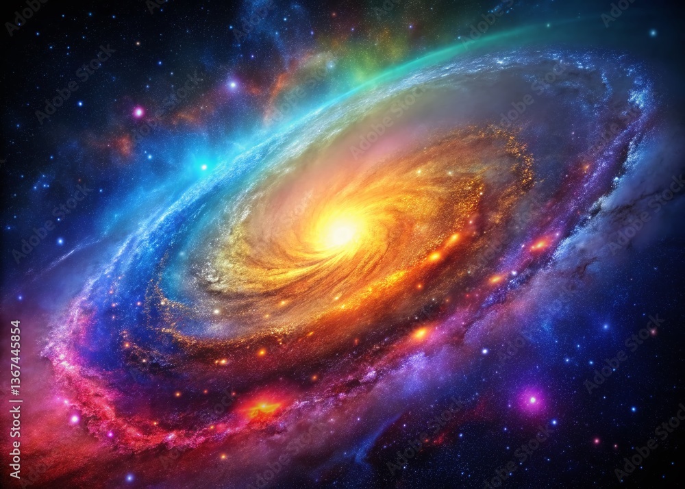 Poster cosmic kaleidoscope: 4k loopable animated galaxy background with vivid color shifts