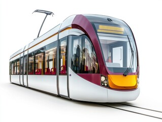 Naklejka premium Modern tram ready for urban transportation in bustling city