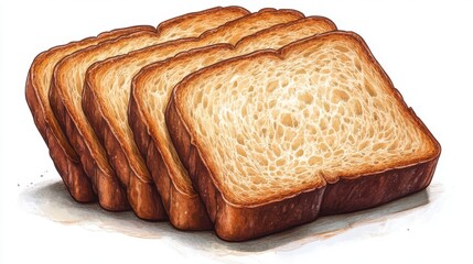 sliced sourdough bread isolated,cartoon illustration style