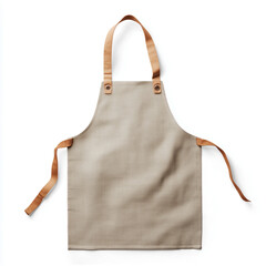 Beige apron with leather straps