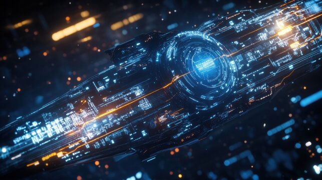 AI-driven Futuristic Spacecraft Navigating Deep Space