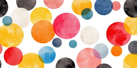 A colorful background of circles with a white background. The circles are of different colors and sizes. The background is a mix of red, yellow, blue, and white