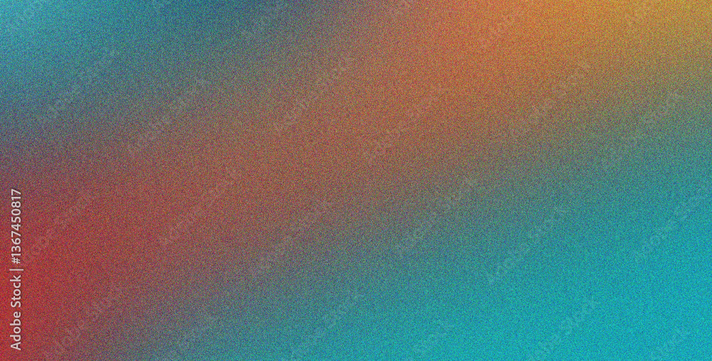 Poster red cyan yellow gradient background with noise overlay soft, abstract, creative style