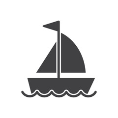 Sailboat icon in flat style. Ship vector illustration on isolated background. Transport sign business concept.