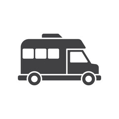 RV car icon in flat style. Camper vector illustration on isolated background. Transport sign business concept.