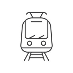 Metro train icon in line stroke flat style. Subway vector illustration on isolated background. Transport sign business concept.