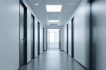 Naklejka premium Dreamy Minimalist Blurred Corridor in Professional Office Setting