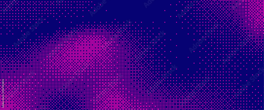 Aufkleber Pixelated bitmap gradient texture. Retro pixel art, neon dither pattern, 8 bit background. Vector illustration