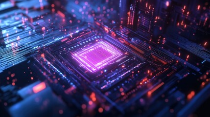 Fototapeta premium Quantum AI-Powered Neural Processing Unit in Cyberspace