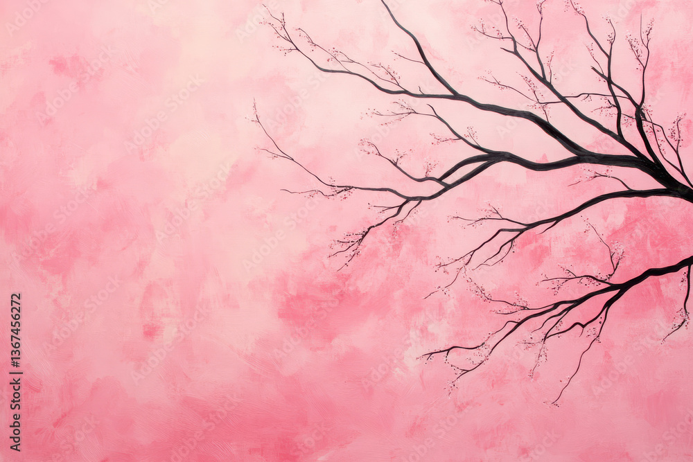 Aufkleber this artwork features an abstract branch structure elegantly set against a soft pink background