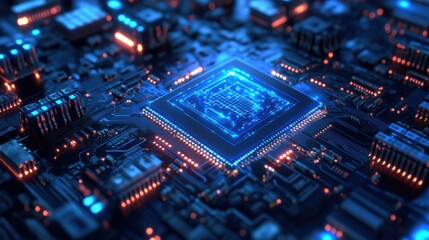 Obraz premium Futuristic Artificial Intelligence Chip Processing.