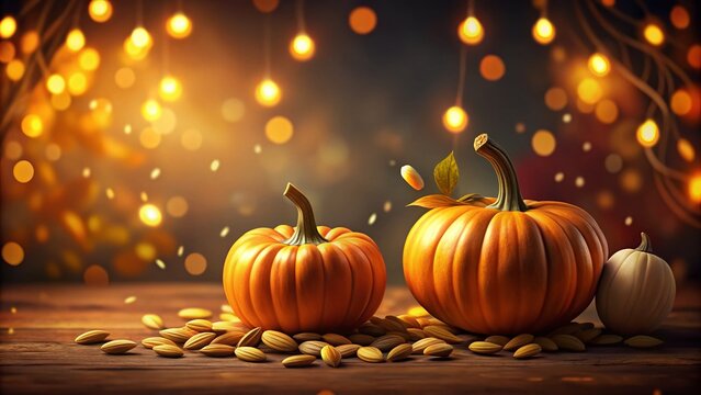 Cute Cartoon Hand-Drawn Pumpkin Seeds - Low Light Cozy Autumn Illustration