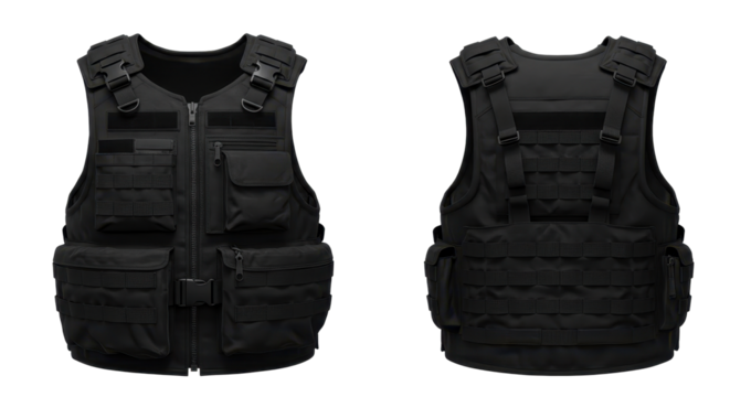 Isolated Front and Back View of Tactical Vest