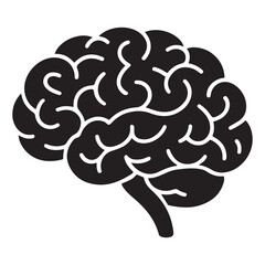line brain design Silhouette Vector Black.Logo design. Hand drawn minimalism style. with white background