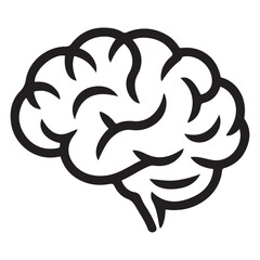 line brain design Silhouette Vector Black.Logo design. Hand drawn minimalism style. with white background