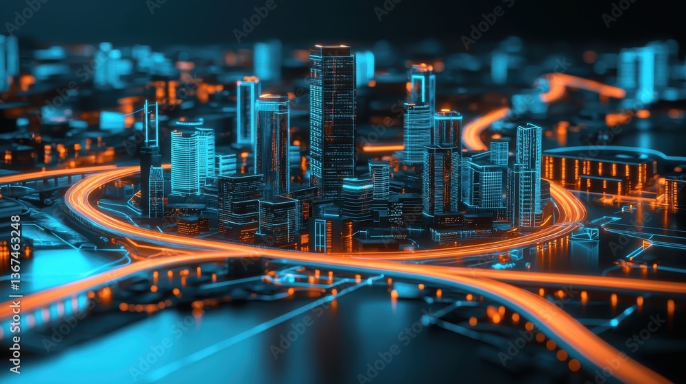 Poster this image depicts a futuristic densely populated cityscape with towering skyscrapers intricate tran