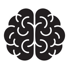 line brain design Silhouette Vector Black.Logo design. Hand drawn minimalism style. with white background