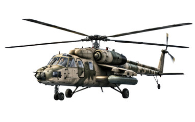 Fototapeta premium Military helicopter on transparent or white background