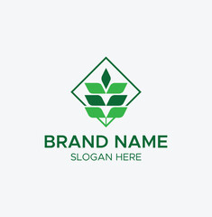 Fototapeta premium Organic Agriculture Logo – Natural Leaf and Geometric Shape