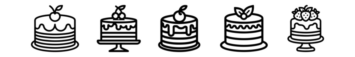 Cake and Dessert Icons Set – Layer Cake for Celebration Sweet Moment