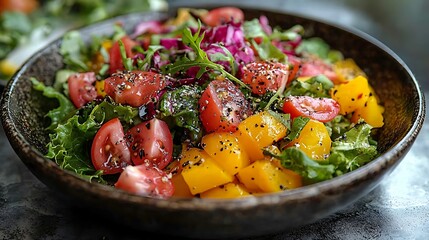 Colorful Garden Salad with Seasonal Produce and Fresh Ingredients for Healthy Eating