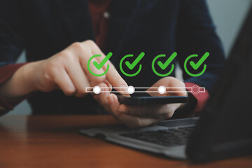 Online survey questionnaire with progress bar for compliance with regulations and service...