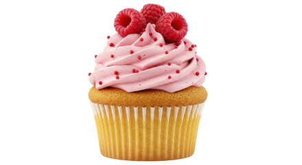 Isolated Raspberry Cupcake with Sprinkles