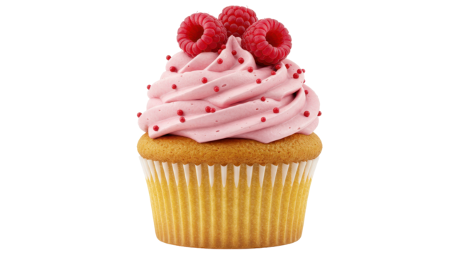 Isolated Raspberry Cupcake with Sprinkles