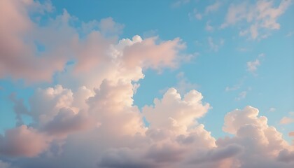 Obraz premium Gentle Pastel Blue Sky with Floating Light Clouds for Inspiration