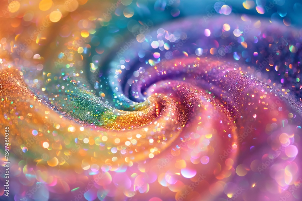 Aufkleber festive bokeh effect created by swirling rainbow colored glitter on abstract background