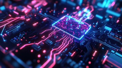 Fototapeta premium Futuristic AI Supercomputer Analyzing Neural Pathway