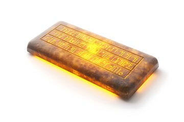 3D Hovering Ancient Tablet with Glowing Inscriptions
