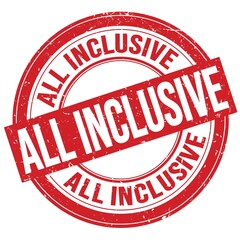 ALL INCLUSIVE text written on red round stamp sign