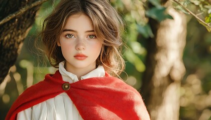 Girl in Red Cloak, Forest Portrait