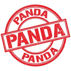 PANDA text written on red stamp sign