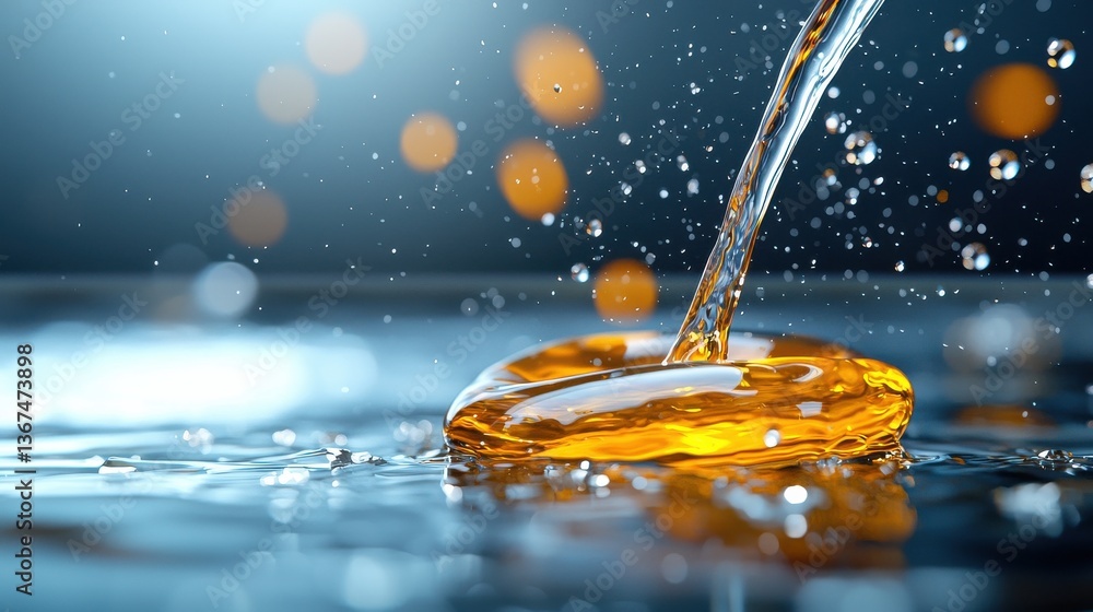 Poster captivating abstract image showcasing the dynamic and visually striking movement of an orange oil dr