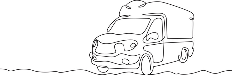 Continuous one line drawing ambulance. Emergency care. Medical transport.