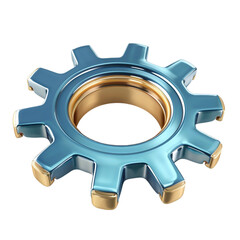 3D Gear Setting Icon Isolated on Transparent Background