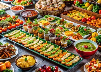 Fototapeta premium Delicious Buffet Dinner Catering Food Celebration Feast