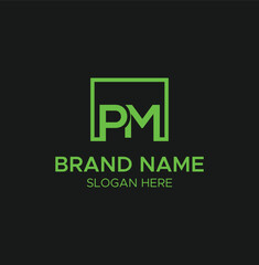 Letter PM monogram logo with vector template design