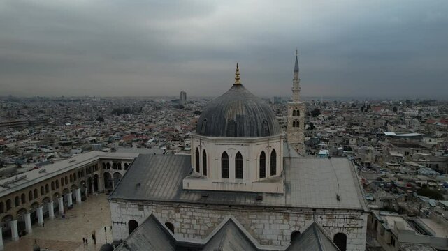 Aerial view of the Umayyad Mosque in Damascus.