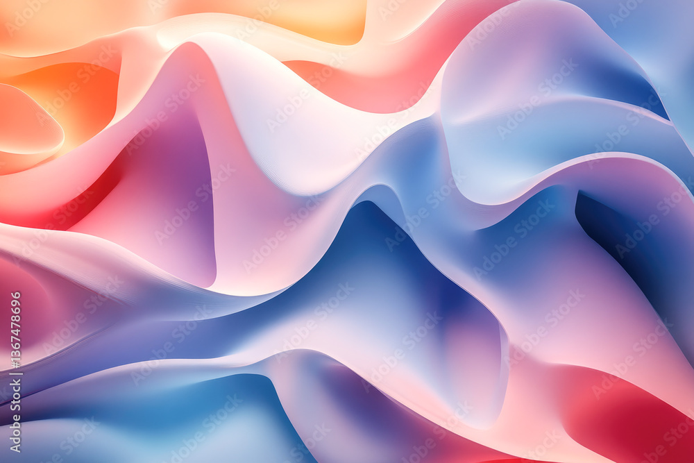 Poster a vibrant and smooth wave pattern featuring soft colors, creating a soothing and dynamic visual comp