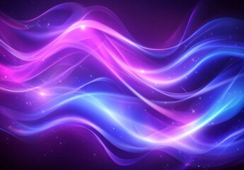 Obraz premium Abstract glowing waves in purple and blue, background with sparkling particles